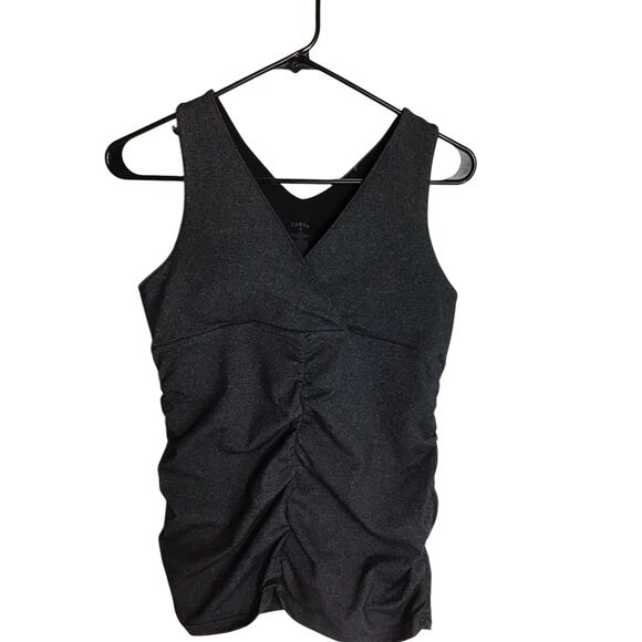 Zobha Women Rouched Front Tank Top  Sz. 10 Gray EUC Ella Tank built in Bra - Picture 1 of 8